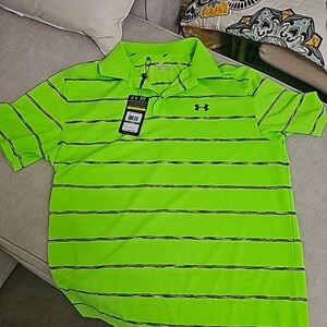 Under Armour golf striped shirt  Mens Size Large Loose fit